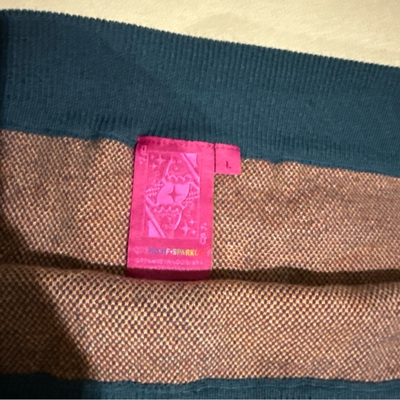 QUEEN OF SPARKLES Teal and Magenta Pomegranate Mini sweater Skirt rhinestone - Picture 7 of 9